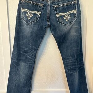 Rock Revival Dark Blue Bootcut Jeans for Men size 30 W style is Tallon